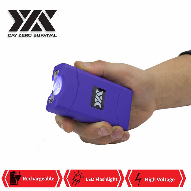 DZS 10 Million Volt Self Defense Purple Stun Gun Rechargeable LED FlashLight - Tophatter's Army Products & Self Defense Collectible Weapons - Tophatter Daily Deals